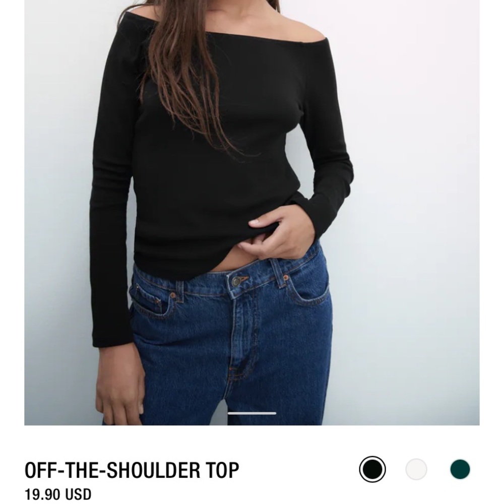 ZARA black off the shoulder long sleeve shirt